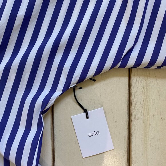 NWT Onia Alessandra Plunging Striped Coverup Dress {blue & white stripe} - Picture 3 of 11
